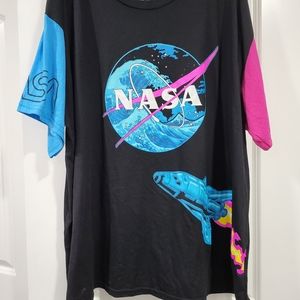 NASA Shirt Black with pink/blue sleeve Rare 5XL
